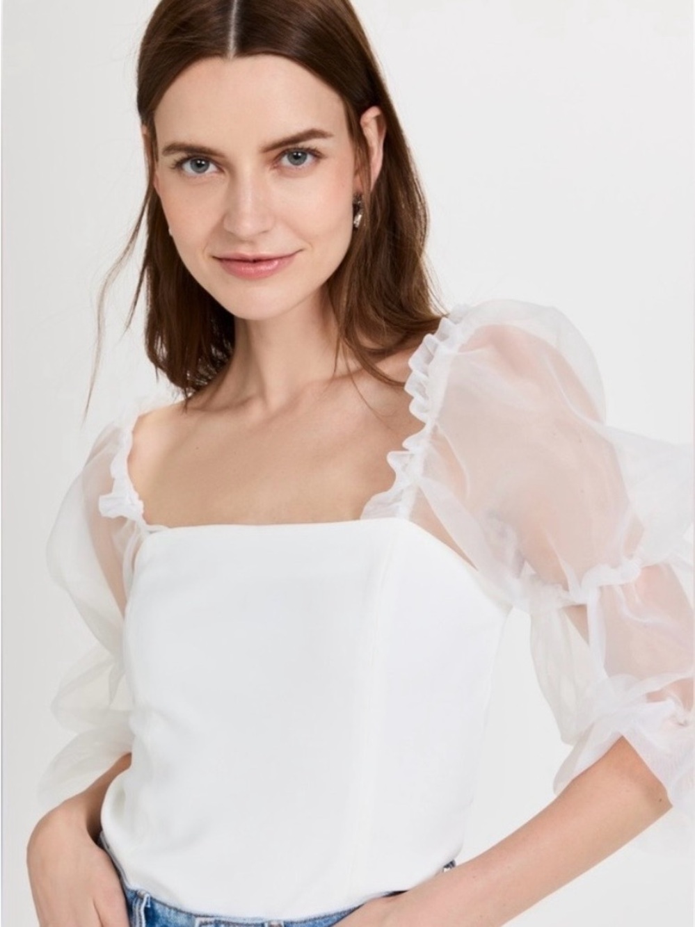 Amanda Uprichard Ivory White Bria Bustier Top Blouse Size M